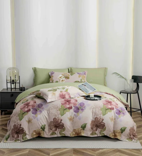 Lenjerie de lux in cutie cadou, bumbac finet, 6 piese, VERDE, LUX-2010 — imagine 1