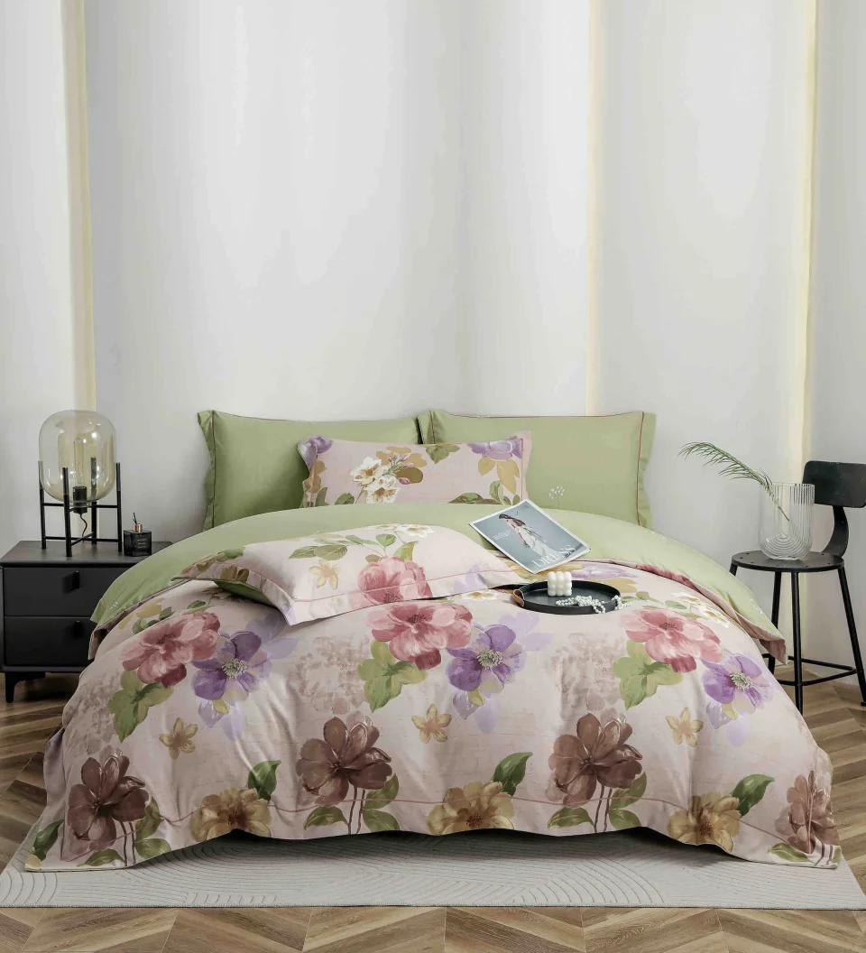 Lenjerie de lux in cutie cadou, bumbac finet, 6 piese, VERDE, LUX-2010