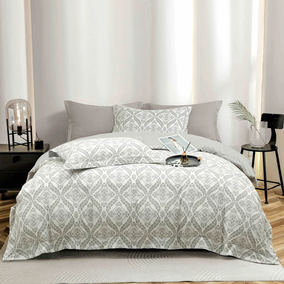 Lenjerie de lux in cutie cadou, bumbac finet, 6 piese, GRI, LUX-2031