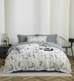 Lenjerie de lux in cutie cadou, bumbac finet, 6 piese, GRI, LUX-2001