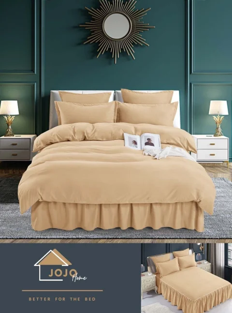 Lenjerie din finet gros, cearceaf cu volane BEIGE