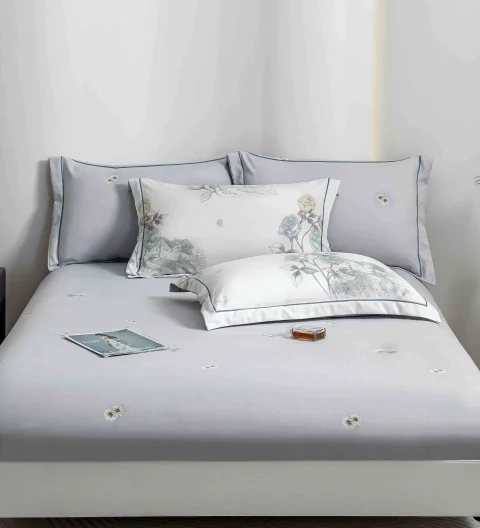 Lenjerie de lux in cutie cadou, bumbac finet, 6 piese, GRI, LUX-2015 — imagine 2