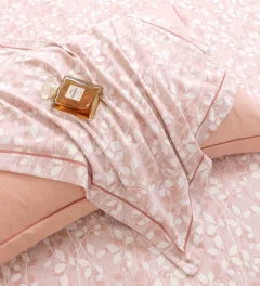 Lenjerie de lux in cutie cadou, bumbac finet, 6 piese, ROZ, LUX-2180