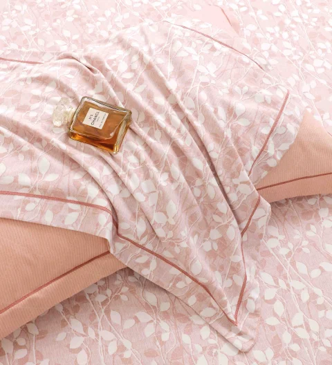 Lenjerie de lux in cutie cadou, bumbac finet, 6 piese, ROZ, LUX-2180 — imagine 2