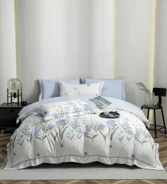 Lenjerie de lux in cutie cadou, bumbac finet, 6 piese,BLUE LUX-2314