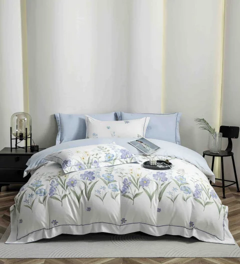 Lenjerie de lux in cutie cadou, bumbac finet, 6 piese,BLUE LUX-2314 — imagine 1