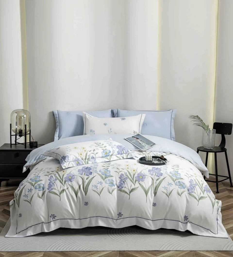 Lenjerie de lux in cutie cadou, bumbac finet, 6 piese,BLUE LUX-2314