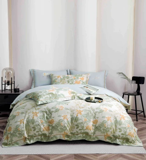 Lenjerie de lux in cutie cadou, bumbac finet, 6 piese, BLUE, LUX-2102 — imagine 1