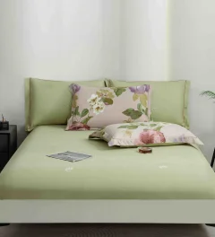 Lenjerie de lux in cutie cadou, bumbac finet, 6 piese, VERDE, LUX-2010
