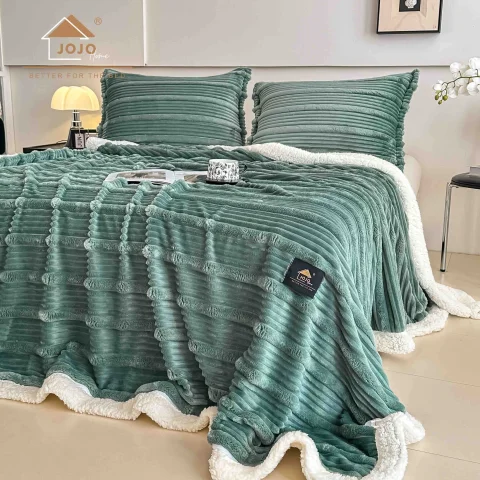 Patura premiu 3D cu blanita, +2 fete perna , TURCOAZ — imagine 1