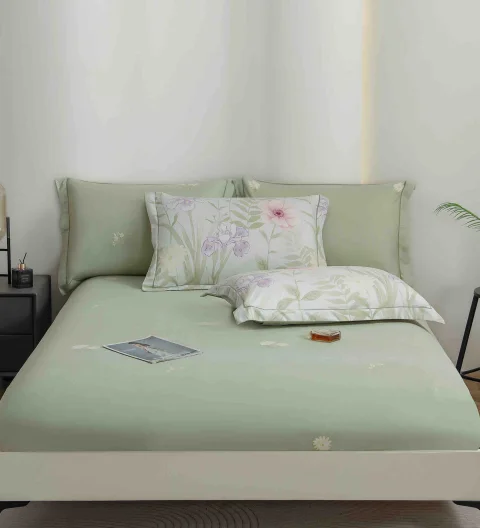 Lenjerie de lux in cutie cadou, bumbac finet, 6 piese, VERDE, LUX-2033 — imagine 3