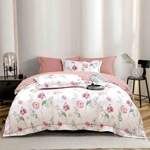 Lenjerie de lux in cutie cadou, bumbac finet, 6 piese, ROZ ,LUX-2030 — imagine 1