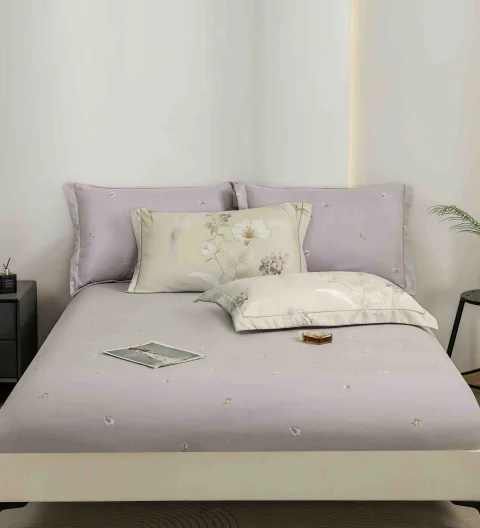 Lenjerie de lux in cutie cadou, bumbac finet, 6 piese, GRI, LUX-2329 — imagine 3
