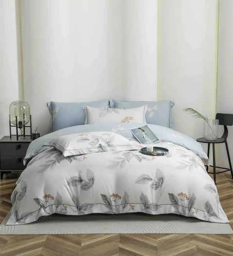 Lenjerie de lux in cutie cadou, bumbac finet, 6 piese, BLUE, LUX-2121 — imagine 1