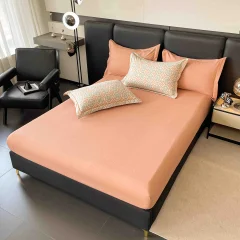 Lenjerie de lux in cutie cadou, bumbac finet, 6 piese, PORTOCALIU, LUX-2421