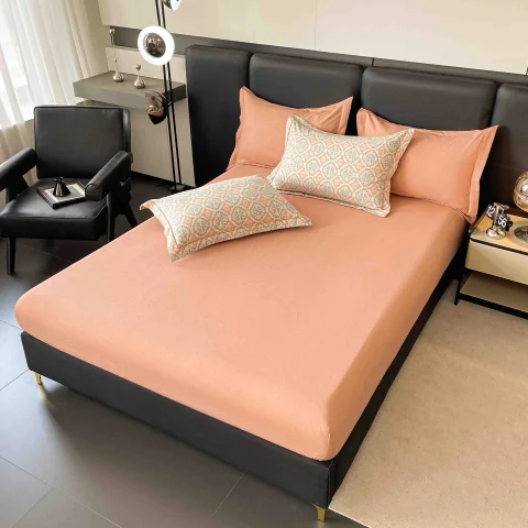 Lenjerie de lux in cutie cadou, bumbac finet, 6 piese, PORTOCALIU, LUX-2421 — imagine 3