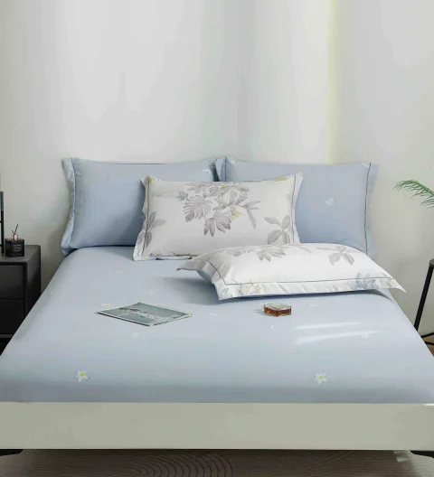 Lenjerie de lux in cutie cadou, bumbac finet, 6 piese, BLUE, LUX-2120 — imagine 3