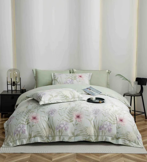 Lenjerie de lux in cutie cadou, bumbac finet, 6 piese, VERDE, LUX-2033 — imagine 1