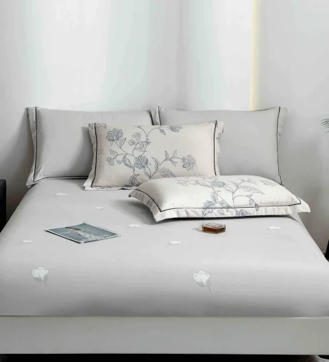 Lenjerie de lux in cutie cadou, bumbac finet, 6 piese, GRI, LUX-2301 — imagine 3