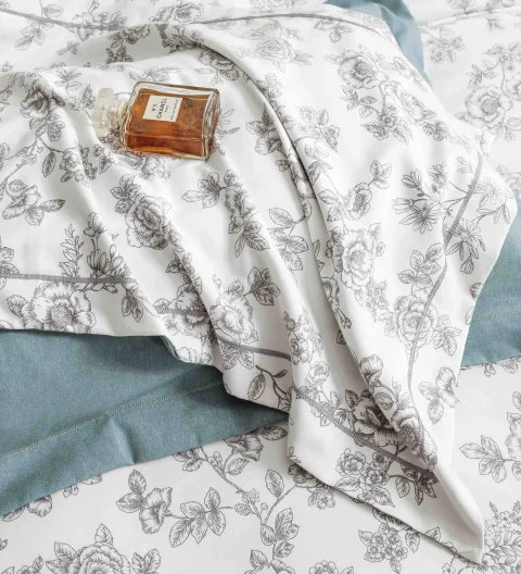 Lenjerie de lux in cutie cadou, bumbac finet, 6 piese, ALBASTRU , LUX-2540 — imagine 2