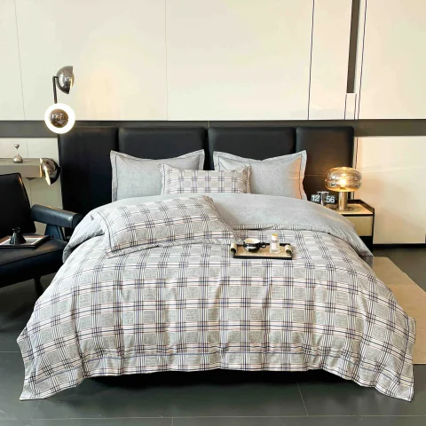 Lenjerie de lux in cutie cadou, bumbac finet, 6 piese, GRI, LUX-2410 — imagine 1