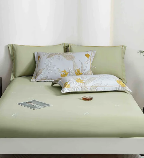 Lenjerie de lux in cutie cadou, bumbac finet, 6 piese, VERDE, LUX-2400 — imagine 3