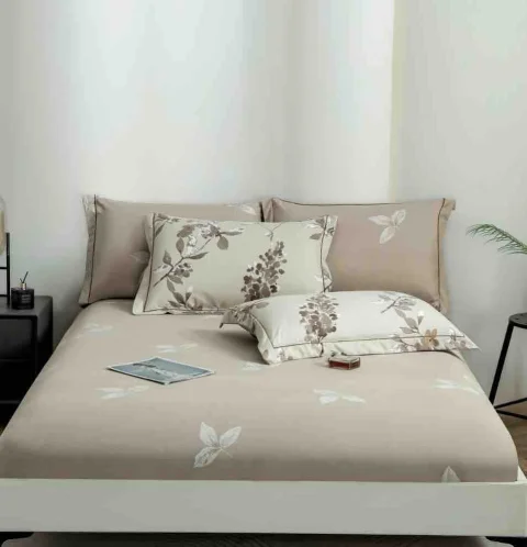 Lenjerie de lux in cutie cadou, bumbac finet, 6 piese, BEIGE, LUX-2323 — imagine 2