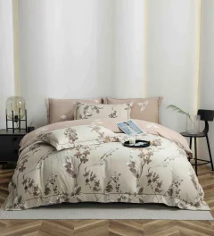 Lenjerie de lux in cutie cadou, bumbac finet, 6 piese, BEIGE, LUX-2323