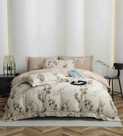 Lenjerie de lux in cutie cadou, bumbac finet, 6 piese, BEIGE, LUX-2323 — imagine 1