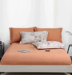 Lenjerie de lux in cutie cadou, bumbac finet, 6 piese PORTOCALIU, LUX-2221