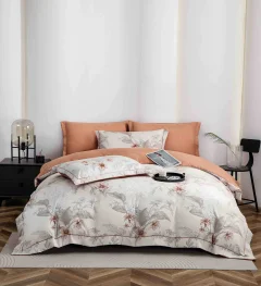 Lenjerie de lux in cutie cadou, bumbac finet, 6 piese PORTOCALIU, LUX-2221