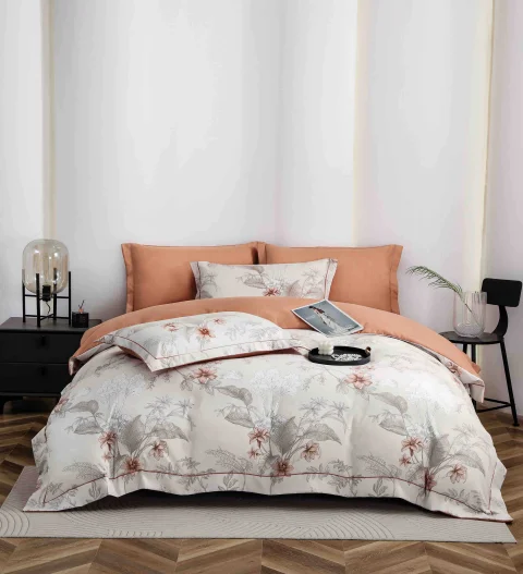 Lenjerie de lux in cutie cadou, bumbac finet, 6 piese PORTOCALIU, LUX-2221 — imagine 1