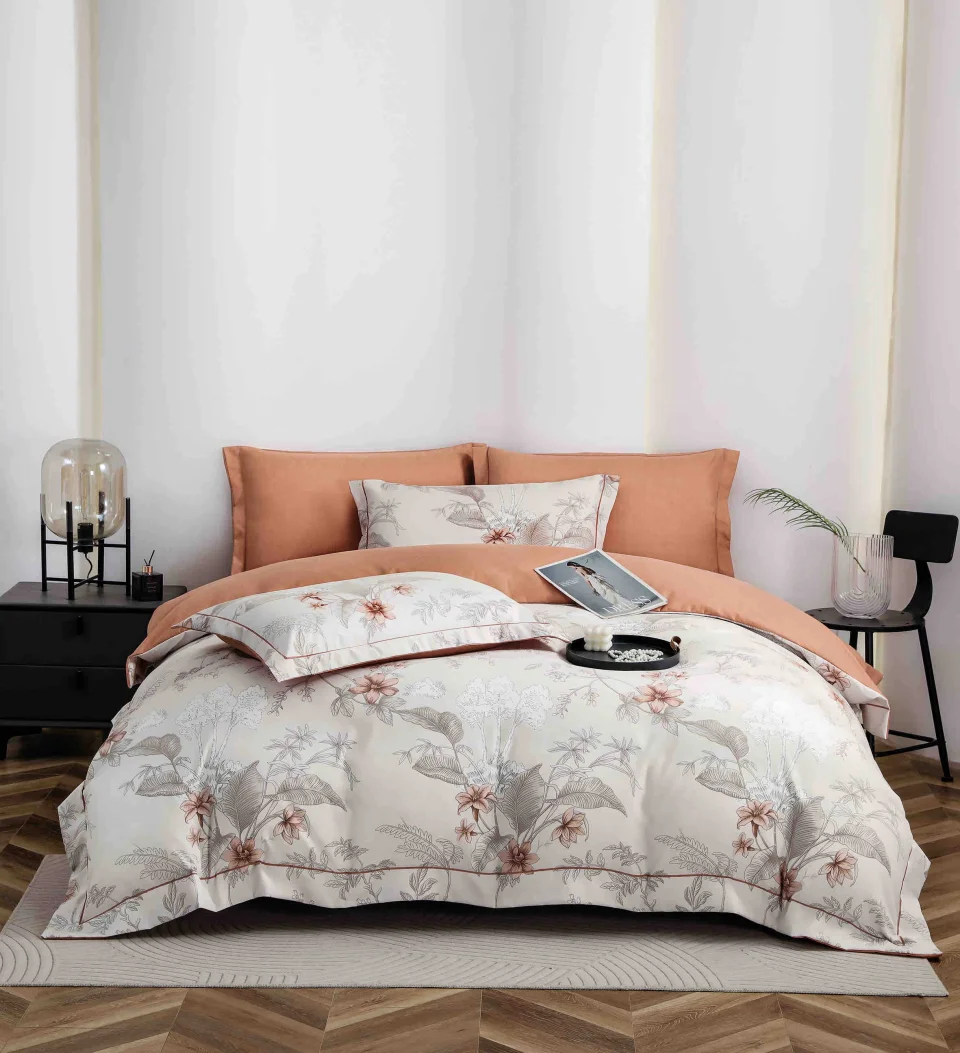 Lenjerie de lux in cutie cadou, bumbac finet, 6 piese PORTOCALIU, LUX-2221