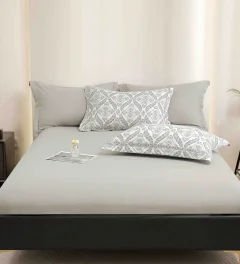 Lenjerie de lux in cutie cadou, bumbac finet, 6 piese, GRI, LUX-2031