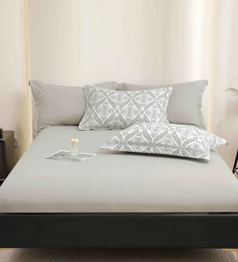 Lenjerie de lux in cutie cadou, bumbac finet, 6 piese, GRI, LUX-2031 — imagine 3