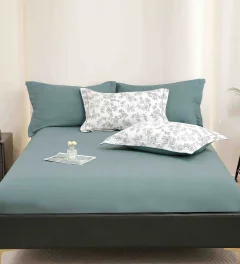 Lenjerie de lux in cutie cadou, bumbac finet, 6 piese, ALBASTRU , LUX-2540