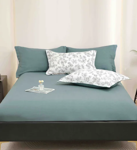 Lenjerie de lux in cutie cadou, bumbac finet, 6 piese, ALBASTRU , LUX-2540 — imagine 3