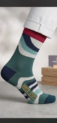 Sosete bărbătești lungi – „White Stuff”, culoare VERDE cu model
