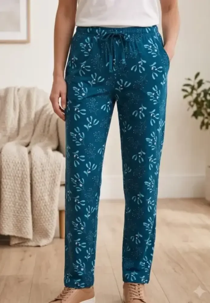 Pantaloni Damă  cu Buzunare și Șnur în Talie, TURCOAZ — imagine 1
