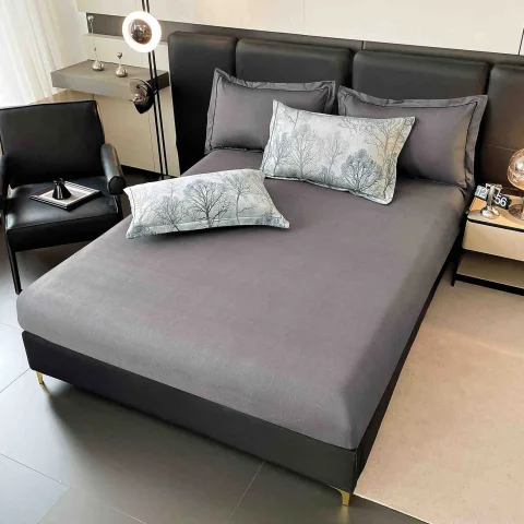 Lenjerie de lux in cutie cadou, bumbac finet, 6 piese, GRI -2324 — imagine 3