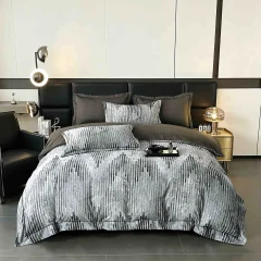 Lenjerie de lux in cutie cadou, bumbac finet, 6 piese, GRI DUNGI, LUX-2320