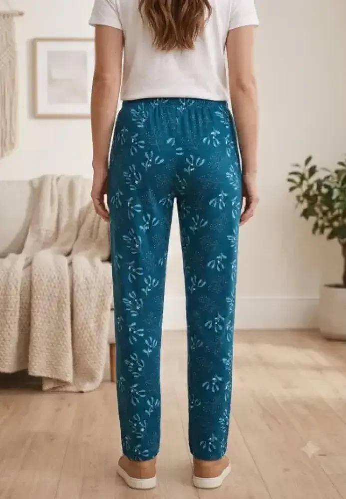 Pantaloni Damă  cu Buzunare și Șnur în Talie, TURCOAZ — imagine 2