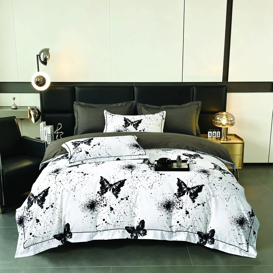 Lenjerie de lux in cutie cadou, bumbac finet, 6 piese, LUX-ALB-MARO-2404