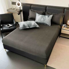 Lenjerie de lux in cutie cadou, bumbac finet, 6 piese, GRI DUNGI, LUX-2320