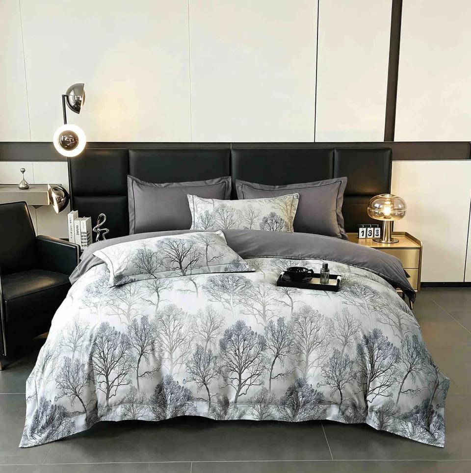 Lenjerie de lux in cutie cadou, bumbac finet, 6 piese, GRI -2324