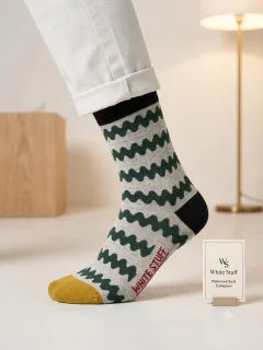 Sosete bărbătești lungi – „White Stuff”, culoare GRI cu model
