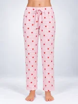 Pantaloni de pijama de dama roz cu inimi
