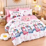 Set Lenjerie de Pat Dublu din Microfibră Premium, 6 Piese, Cearșaf 245x250 cm