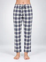Pantaloni de pijama de dama alb cu blumarin