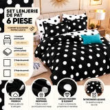 Set Lenjerie de Pat Dublu din Microfibră Premium, 6 Piese, Cearșaf 245x250 cm